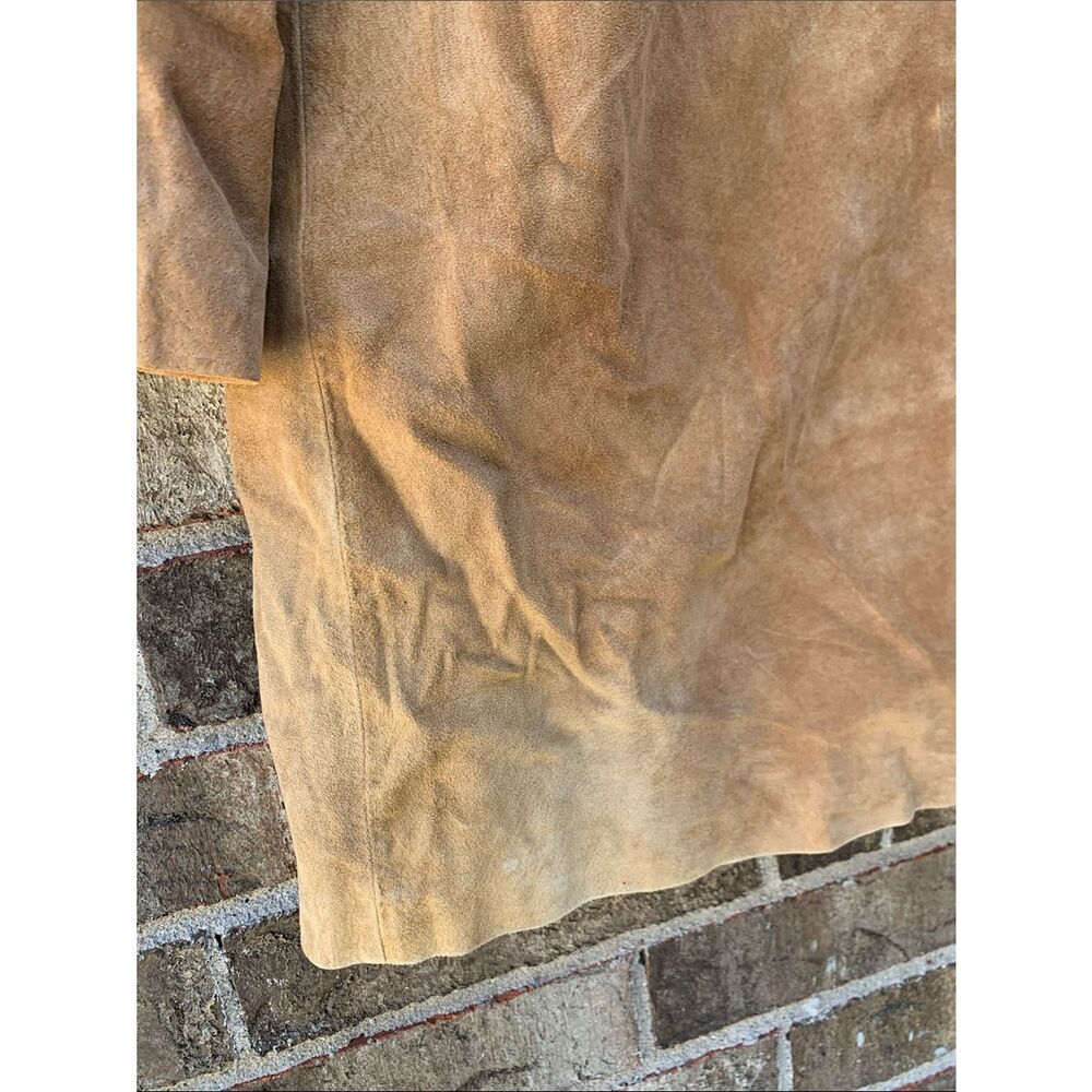 Take 50% OFF- Bernardo Genuine Leather Suede Trench Coat in Tan, Size-L - Picture 8 of 14